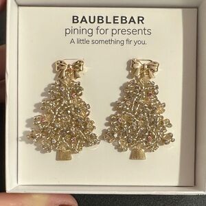 Baublebar gold Christmas tree beaded earrings